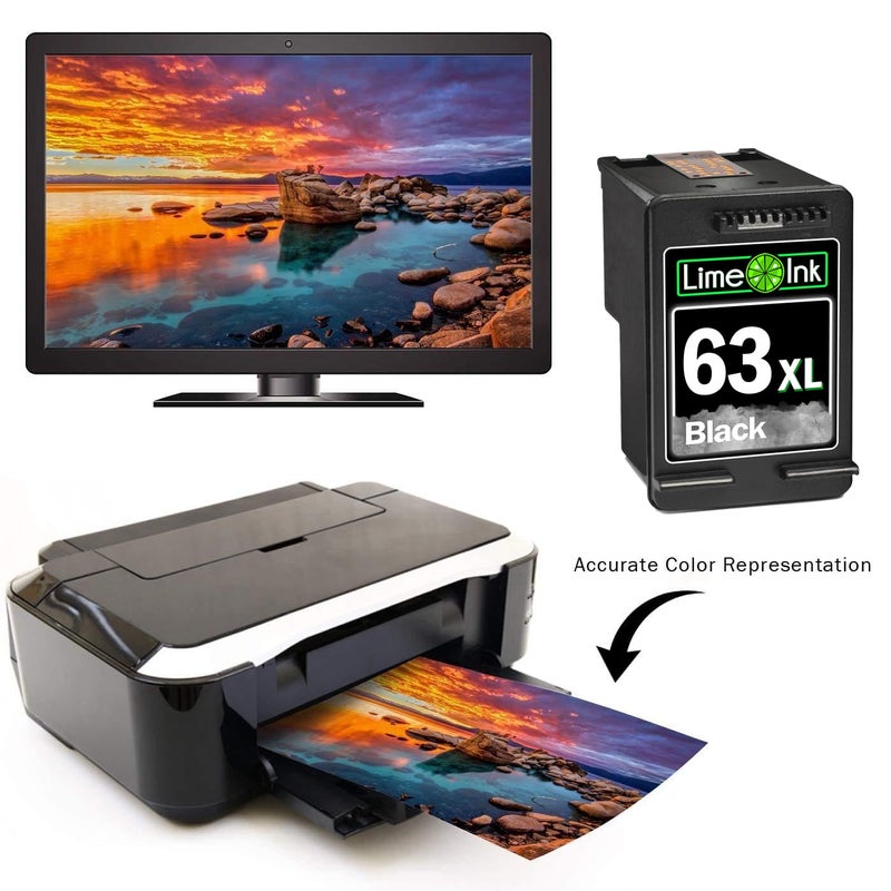 Limeink خرطوشة حبر معاد تصنيعها من لايمينك بديل لحبر HP 63 لحزمة خرطوشات HP 63xl 63 لخرطوشات طابعة OfficeJet 3830 XL 1BK - Image 4